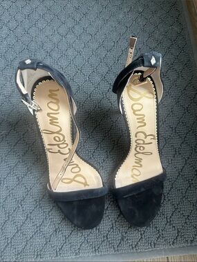 Sam Edelman Black Suede Open-Toe Ankle-Strap Heels